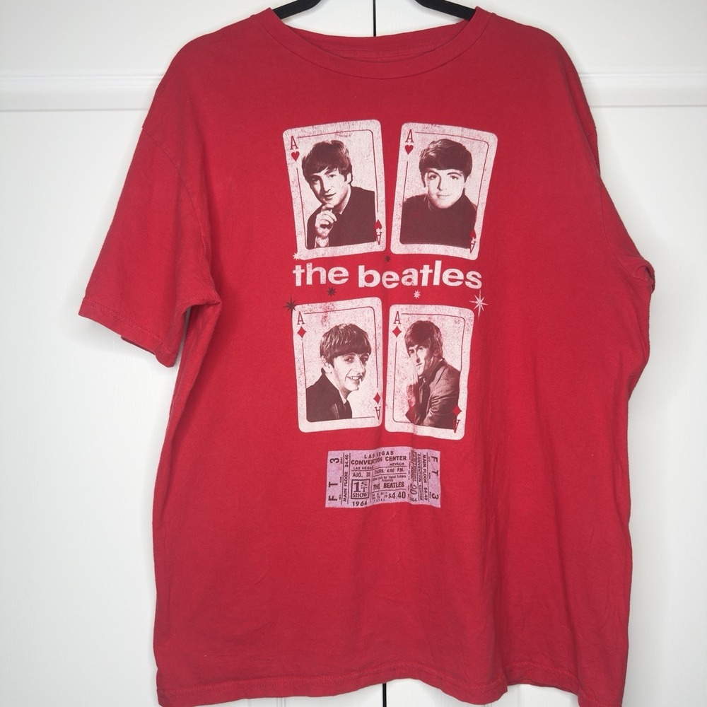 The‎ Beatles Shirt Mens 2XL Red Las Vegas Ticket Aces Graphic Tee Band Rock